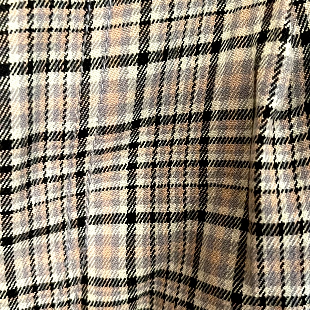 Free People Plaid Gray Baggy Relaxed Mid Rise Turning Point Trousers Pant Size 0 - Picture 6 of 7